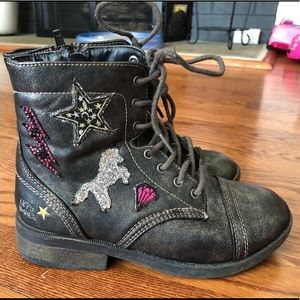 Justice Black Unicorn Combat Style Boots